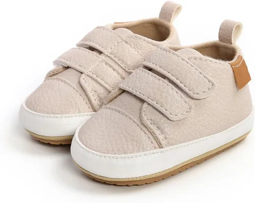 Vista 4 de Clowora Zapatos para bebés niños y niñas, suela de goma antideslizante, zapatos de cuna para recién nacidos, mocasines planos.