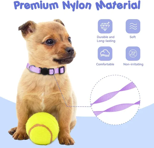 Vista 5 de Correa Blaoicni con identificación para cachorros, correa de nailon suave, ajustable, para mascotas recién nacidas, con tablas de registro