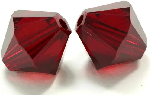Vista 2 de 200 cuentas sueltas de cristal bicono facetado pequeño de 0.12 pulgadas de Preciosa auténtico, color rojo siam, compatibles con Swarovski 5301/5328