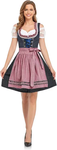 Vista 3 de HiZiTi Oktoberfest Costumes Women Dirndl Dresses 3 Pcs German Oktoberfest Dresses Bavarian Costume Beer Carnival Outfits
