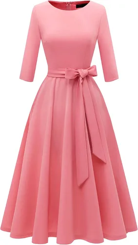 Vista 28 de DRESSTELLS Vestidos de cóctel para mujer, vestido vintage de boda para Negro