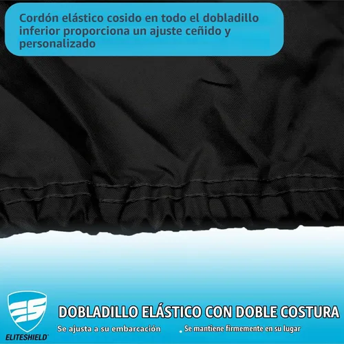 Vista 5 de EliteShield Cubierta Resistente para Barco con T-Top, Se Adapta a Barco de Consola Central de 18 pies a 20 pies de Largo con T-Top Hard-Top Negro