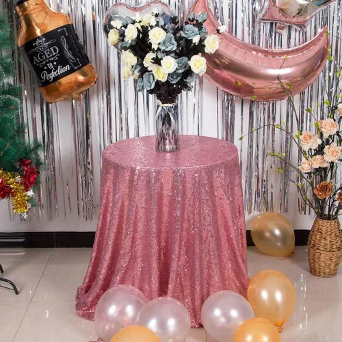 Vista 39 de JYFLZQ Mantel de lentejuelas azul bebé de 50 pulgadas, pequeño, redondo, brillante, para boda, fiesta de cumpleaños, baby shower