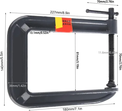 Vista 4 de Abrazadera C resistente tipo G para carpintería con abrazadera en C, dispositivo de sujeción de carpintería de acero fundido, abrazadera en G