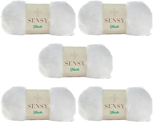 Vista 32 de Sensy Touch - Ovillo de lana, 3.5 onzas, 268 yardas, calibre 3 claro (blanco)