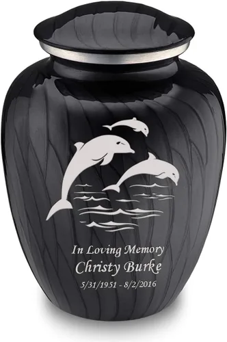 Vista 10 de Geturns Embrace - Urnas de cremación personalizadas de delfines para cenizas humanas, urna funeraria grande de color rojo brillante para mujeres