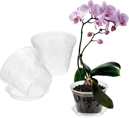 Vista 9 de METALLIXITY Macetas transparentes de orquídeas de 3 pulgadas con agujeros
