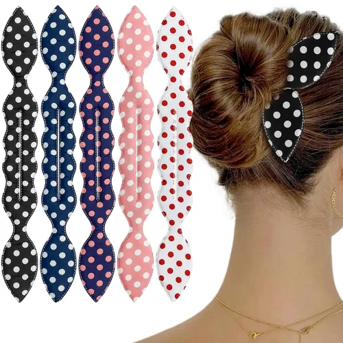 Vista 9 de 4 Piezas Creador de Moños Hábil Twist Francés Oreja de Conejo Retorcedor de Moños Flor Flexible Rápido Accesorios de Peinado para Mujeres Niñas