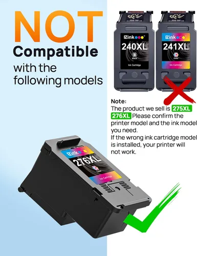 Vista 7 de PG-275XL/CL-276XL Cartucho de tinta de repuesto para Canon 275 y 276 Cartuchos de tinta para Canon Ink 275 276 para impresoras Canon PIXMA TS3520