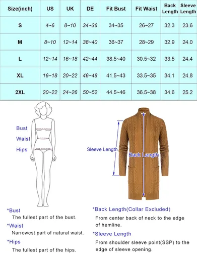 Vista 5 de Women's Thick Cable Knit Cardigan Sweater Open Front Long Cardigans