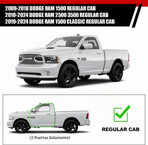 Vista 4 de Estribos compatibles con Dodge Ram 1500 2009-2018 (incluido 2019-2024 Classic), 2010-2024 2500 y 3500 Cabina Regular/Cabina Estándar/Cabina Negro