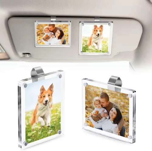 Vista 9 de 2 soportes para fotos de automóvil para visera solar – Clip magnético de 2.4 x 3.5 pulgadas para visera de automóvil, pantalla de fotos horizontal