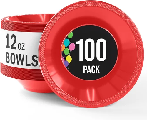 Vista 8 de Exquisite Party Solids - Cuencos desechables de plástico de 12 onzas para sopa de comida caliente, 100 unidades, para sopa, ensalada, cereales
