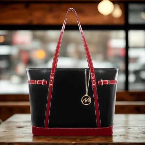 Vista 9 de McKlein Serafina - Bolso tote de piel para mujer con bolsillo para tablet Negro