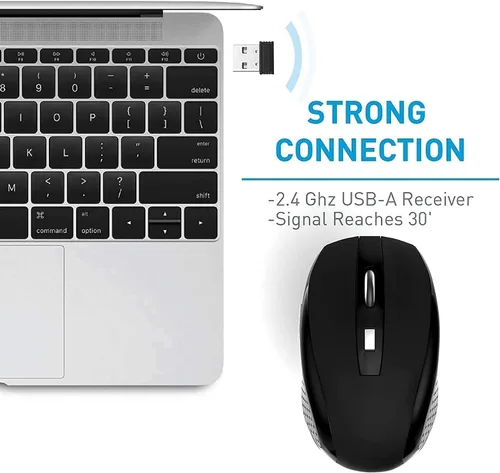 Vista 2 de Guiheng - Mouse inalámbrico, 2.4 GHz, mouse inalámbrico para computadora, 1200 DPI, 6 botones con receptor nano para laptop, PC, Chromebook