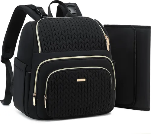 Vista 8 de MAPLELILY Mochila Bolsa de Pañales - Ligera y Elegante, Bolsa de Artículos Esenciales de Viaje para Niños, Niñas y Bebés con Cambiador, Bolsillo