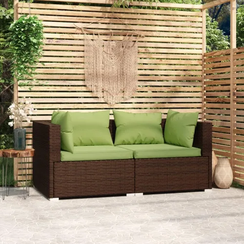 Vista 23 de Brown Wicker Patio 3-Seater Sofa with Cushions, PE Rattan Outdoor Seating Set with Steel Frame Brown and Cinnamon Red