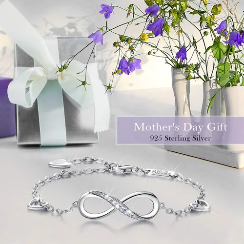 Vista 3 de Billie Bijoux Pulsera ajustable de plata de ley 925 con símbolo de amor infinito infinito para mujer