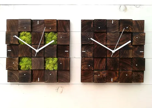 Vista 7 de Wall Clock, Christmas gift, Square Clock, Wooden Wall Clock, Scandinavian Decor, Unique Wall Clock, Modern Clock, Hanging Clock