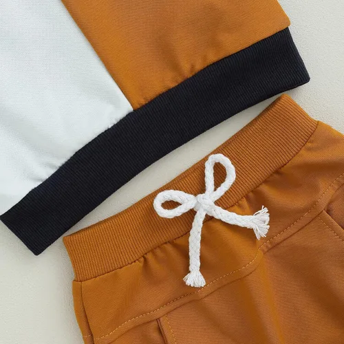 Vista 4 de Ayalinggo Conjunto de sudadera con cuello redondo y bloques de color para bebé y niño pequeño