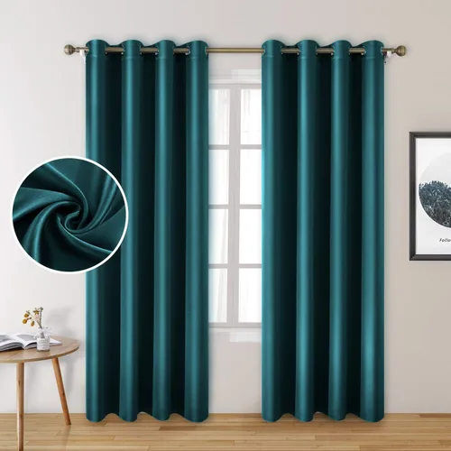 Vista 15 de HOMEIDEAS 2 paneles de cortina de seda sintética, cortinas opacas para dormitorio