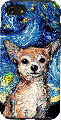 Vista 18 de Aja - Funda para iPhone 17, diseño de perro de noche estrellada, color marrón
