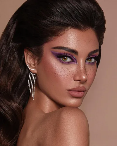 Vista 5 de Tatuaje facial de pecas con purpurina, 12 hojas de pecas impermeables con purpurina facial marrón, parches de maquillaje, tatuajes faciales