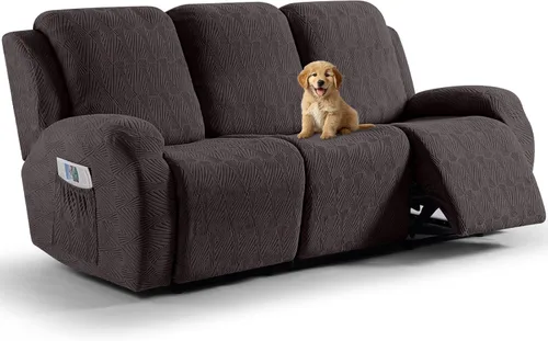 Vista 44 de VANSOFY Fundas para sillas reclinables, 4 piezas, elásticas, de tela jacquard, suave funda para silla reclinable, protector de muebles con parte