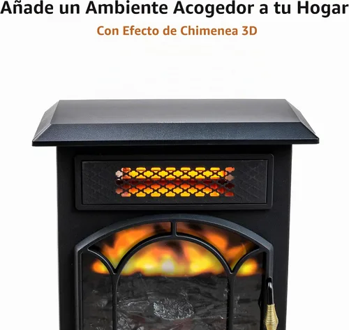 Vista 2 de Calentador Eléctrico de Chimenea EZ-HEAT con Efecto de Llama, Termostato Ajustable, Configuración de Doble Calor y Protección contra