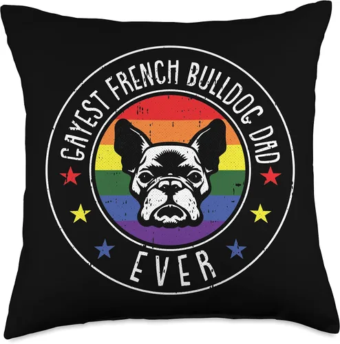 Vista 5 de Gay Cloths Gift Proud LGBT-Q Pride Ally Almohada de perro bulldog francés LGBT-Q Gay Pride Frenchie Dog Lover Ally, 16.0 x 16.0 in, multicolor