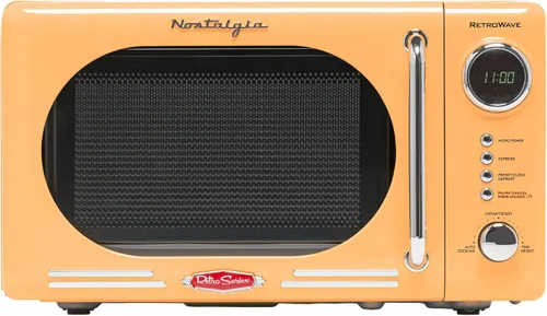 Vista 22 de Nostalgia Horno microondas para encimera con interior fácil de limpiar, microondas retro con pantalla LED y bloqueo para niños, horno compacto