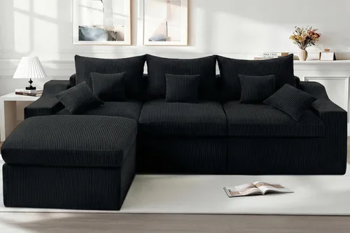 Vista 11 de HABUTWAY Sofá modular modular de 101 pulgadas con asiento profundo, moderno sofá convertible en forma de L, sofá tapizado con diván para sala