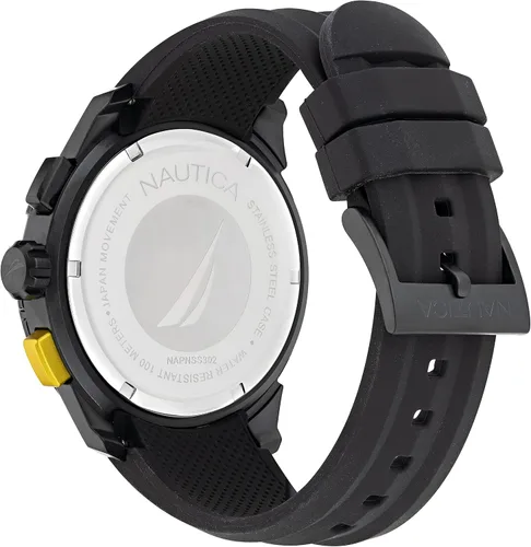 Vista 3 de Nautica NAPNSS302 NST 101 - Reloj de correa de silicona negra para hombre, NegroNegroNegro