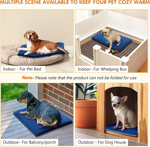 Vista 8 de Almohadilla térmica para gatos Pecute para interior y exterior, impermeable IPX7, almohadilla térmica para perros con auto-inflación para mayor