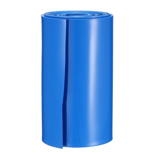 Vista 12 de uxcell Tubería termorretráctil de PVC de 1.969 in de ancho plano para 18650 16.4 ft de longitud, azul