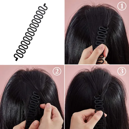 Vista 2 de WILLBOND 14 piezas de herramientas de trenzado de cabello, kit de accesorios de peinado con mini bandas de goma para cabello francés, herramienta