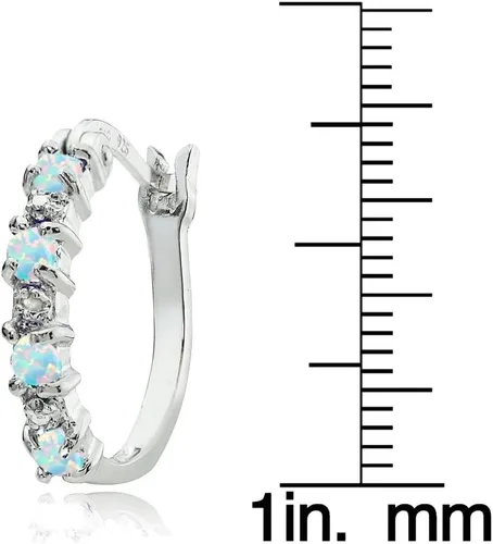 Vista 3 de Aretes de aro pequeños redondos de plata de ley auténtica o sintética de 0.787 in para mujer