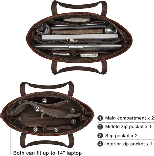 Vista 4 de S-ZONE Bolso bandolera vintage de cuero genuino para mujer