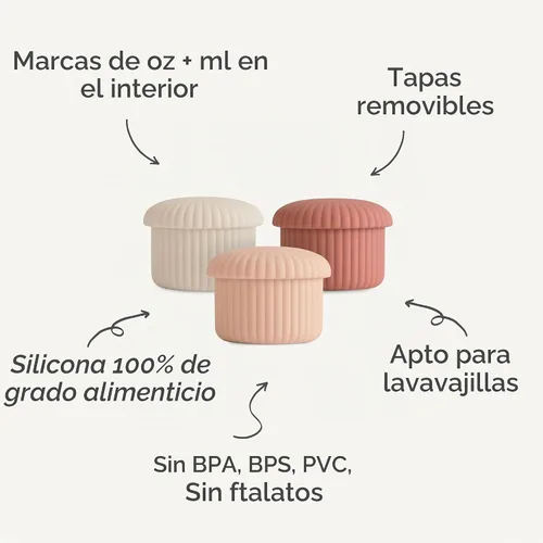 Vista 9 de mushie Recipientes de silicona para alimentos para bebés (combo verde) Juego de 3 unidades de 4 onzas Tarros de almacenamiento reutilizables