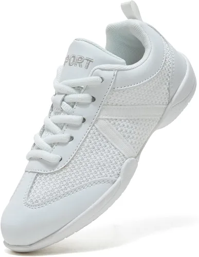 Vista 2 de TWDKCHER Zapatos de animación blancos para niñas y mujeres, zapatos de animación para jóvenes, niñas, zapatos de competición, equipo de baile
