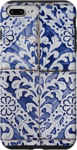 Vista 12 de Azulejos de patrón portugués - Funda azul y blanca floral para iPhone 17