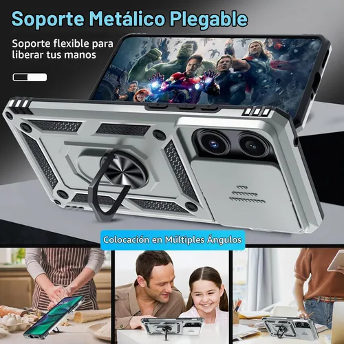 Vista 2 de Janmitta Funda Compatible con Moto Edge 2025 con Cubierta Deslizante Integrada para Lente de Cámara + Soporte de Anillo para Dedo con Función