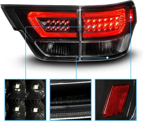 Vista 3 de AmeriLite Juego de luces traseras de repuesto para Jeep Grand Cherokee WK2 2011-2013, color negro, lado del pasajero y del conductor