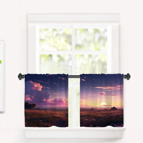 Vista 110 de Cortinas opacas de poliéster multicapa para cafetería, con diseño de diamantes, 2 unidades, 26 x 24 pulgadas
