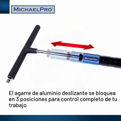 Vista 4 de MichaelPro - Juego de llaves de mango en T ajustables para accionamiento de 1/4 y 3/8 pulgadas, llave de mango en T de velocidad con diseño