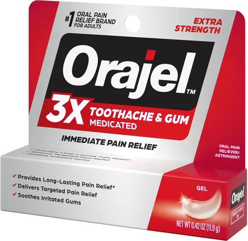 Vista 14 de Gel de máxima resistencia Orajel, oral, alivia el dolor, 0.42 onzas.