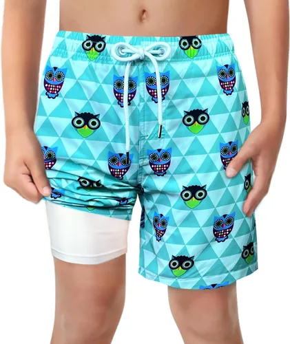 Vista 26 de Trajes de Baño para Niños con Forro de Compresión Cómodos Shorts de Natación Anti-Rozaduras Elásticos UPF Secado Rápido Talla 3T-20 Estrellas Águila