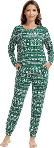 Vista 51 de NACHILA Women's Pajamas Set-Viscose Made from Bamboo, Long Sleeve Sleepwear Top with Pants Comfy Pajama Soft 2 Piece Pjs B-aqua Green