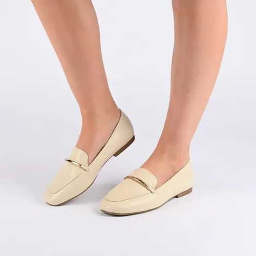 Vista 6 de Journee Collection Wrenn - Mocasines para mujer con muescas planas y puntera cuadrada, tacón de bloque sin cordones