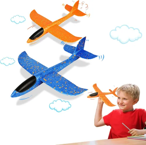 Vista 10 de VCOSTORE Paquete de 2 aviones de espuma de catapulta para niños, aviones planeadores de espuma de 13.3 pulgadas, aviones de espuma de poliestireno